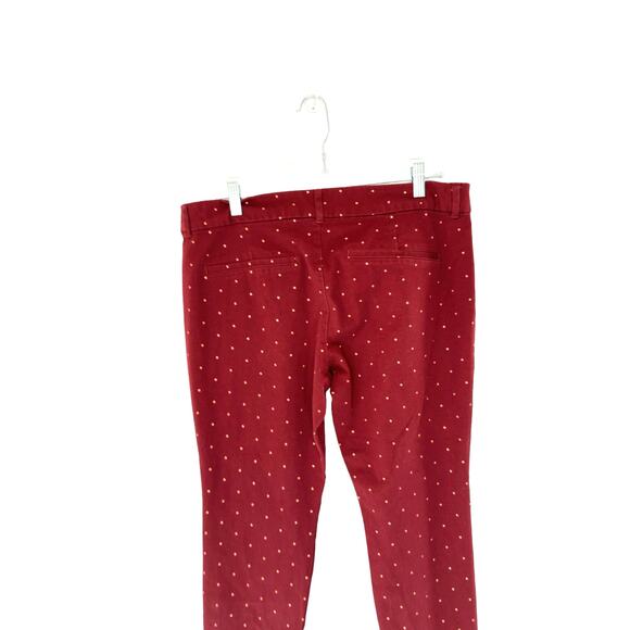 Old Navy Burgundy Rose Gold Polka Dot Mid-Rise Pixie Ankle Pants Size 14 Petite - Picture 9 of 14